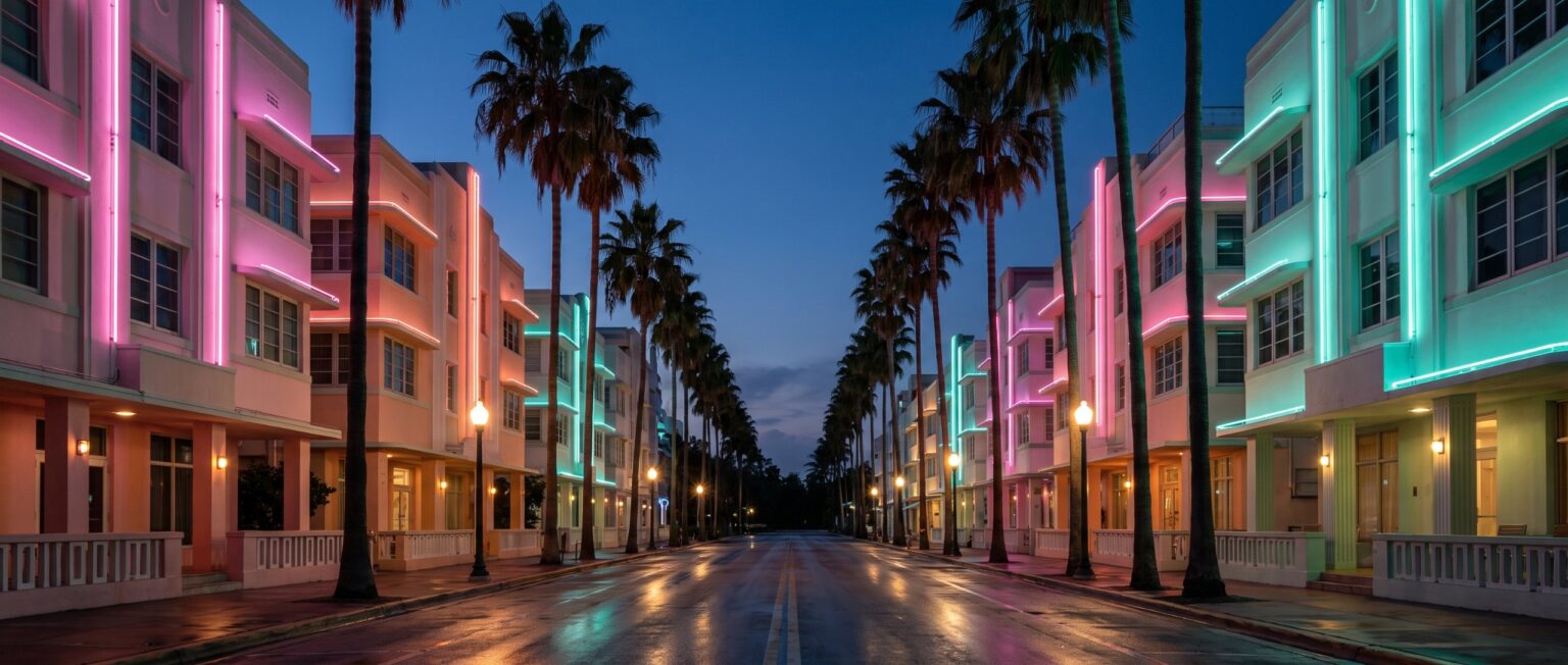 Ocean Drive neon lights in South Beach