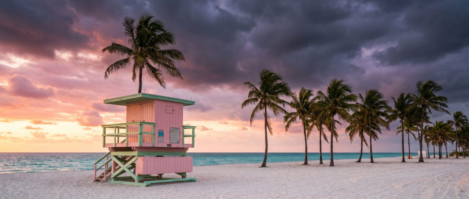 Lifeguard tower on South Beach in Miami Beach