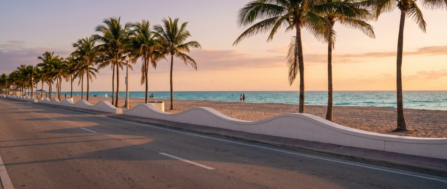 Fort Lauderdale Beach and A1A at sunset