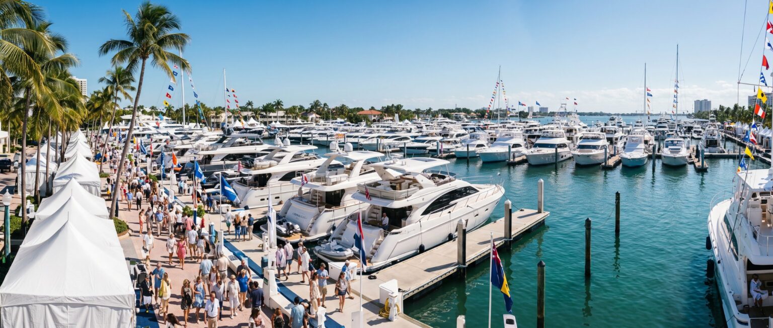 Yachts and visitors at the Fort Lauderdale boat show