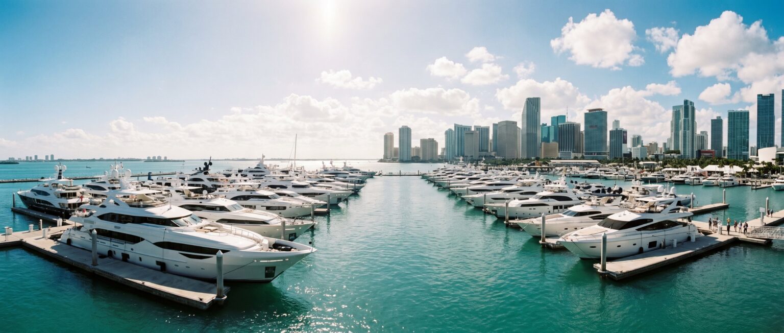 Yachts on Biscayne Bay with the Miami skyline