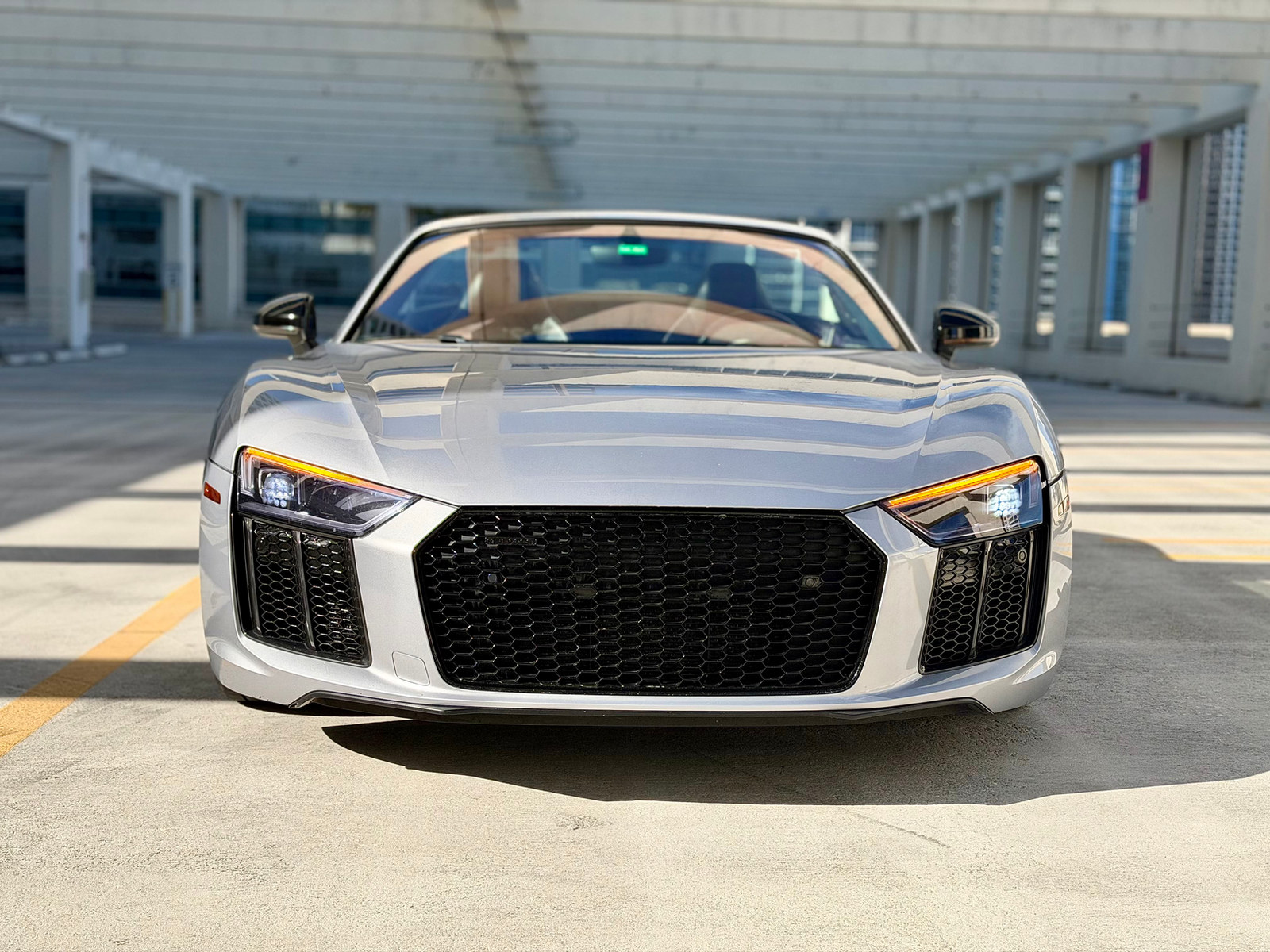 Silver Audi R8 Spyder rental Miami photo 1