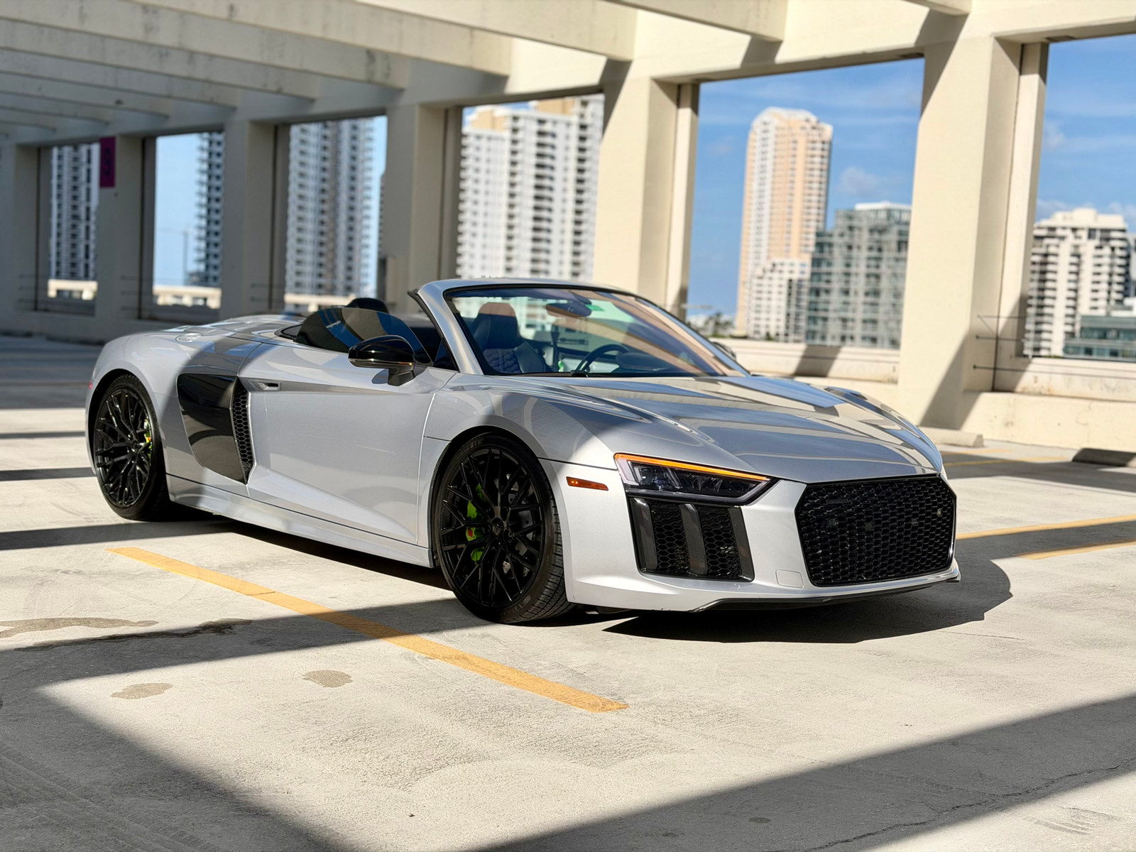 Silver Audi R8 Spyder rental Miami photo 2
