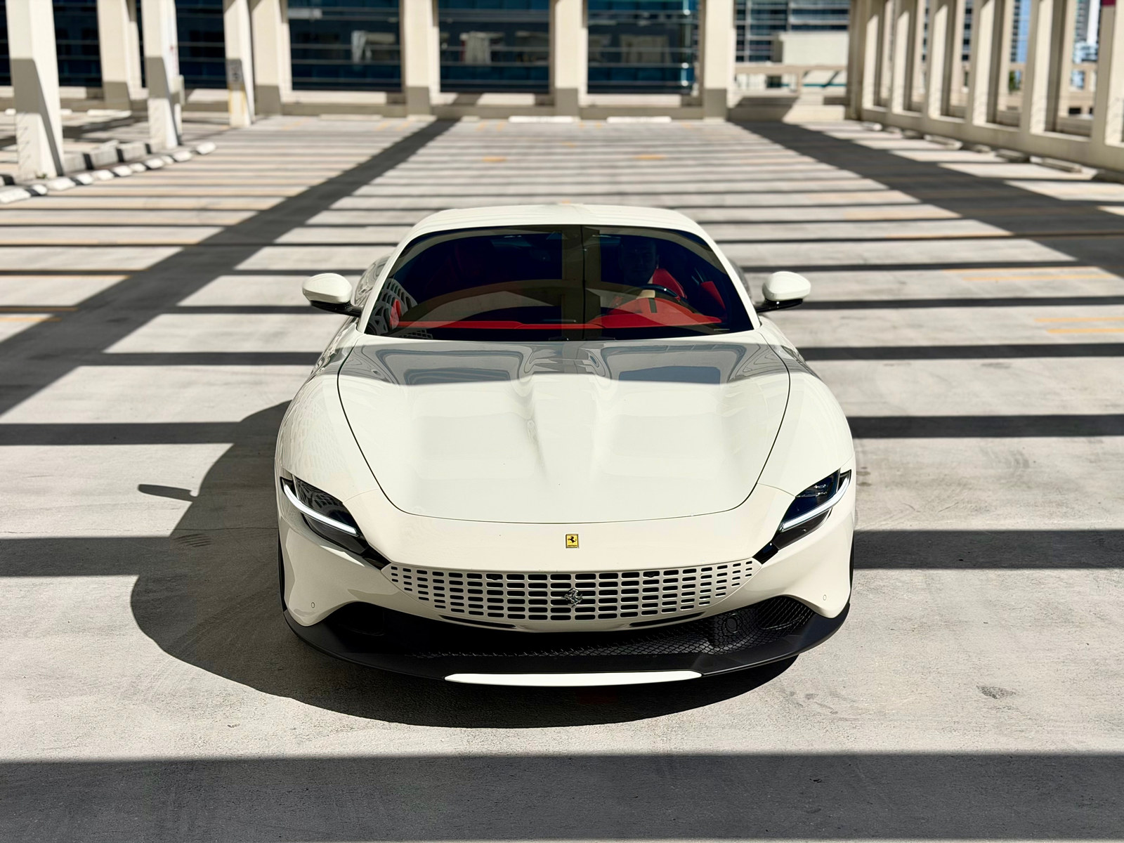 White Ferrari Roma rental Miami photo 1